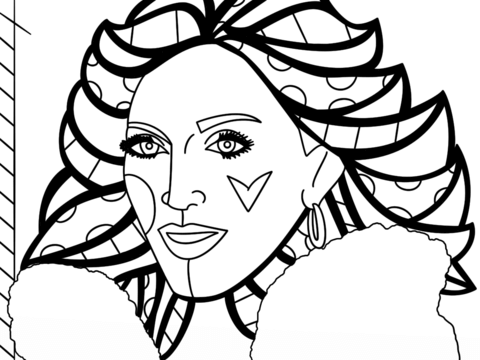 Madonna By Romero Britto Coloring Page